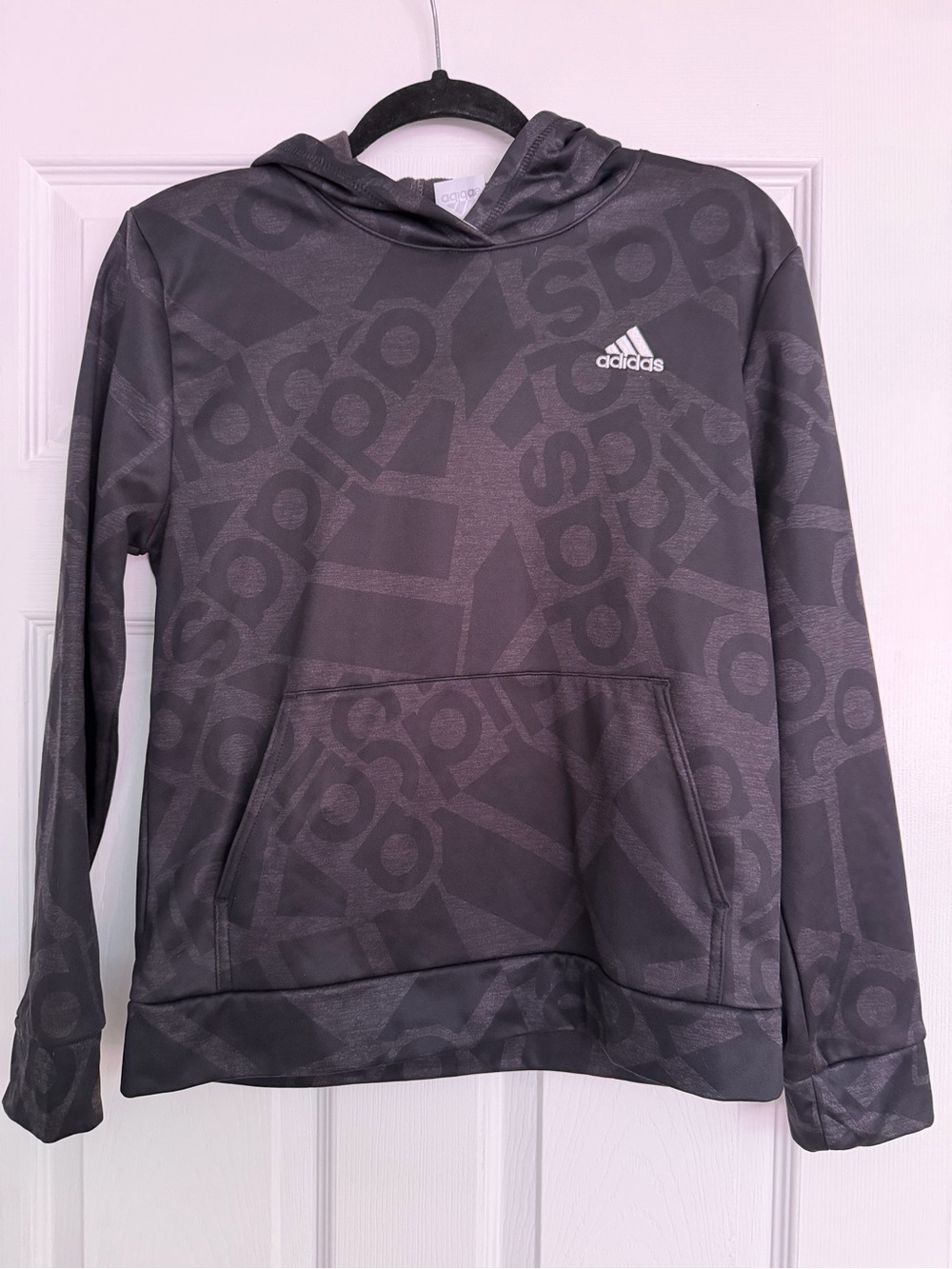 adidas Men's Dark Gray Logo Zip-Up Hoodie